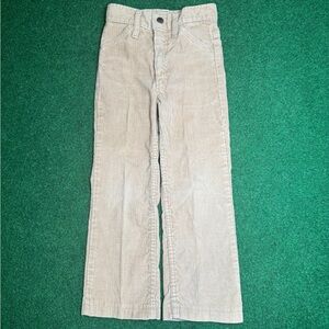 Vintage 70s 80s Corduroy Beige Tan Youth 4-5 20x18 Straight Leg Pants